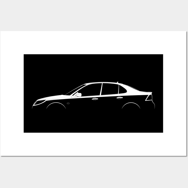 Saab 9-3 Turbo X Silhouette Wall Art by Car-Silhouettes